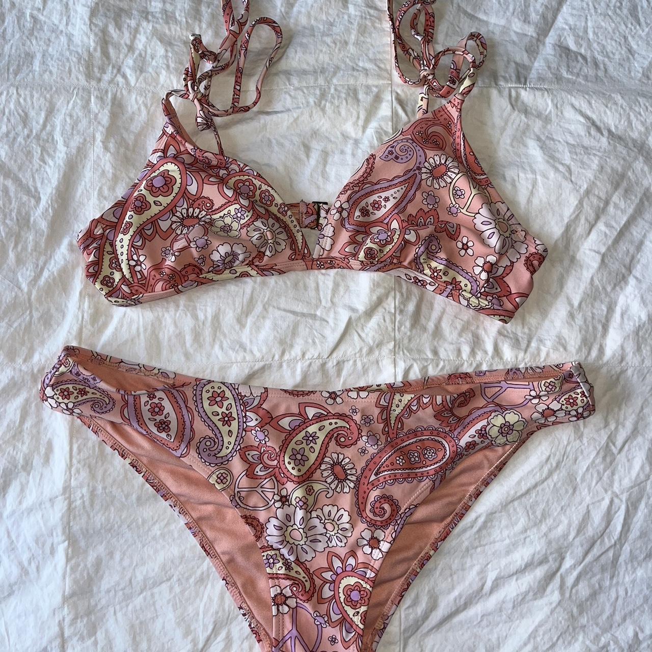 Target Wild Fable pink and white paisley bikini set Depop