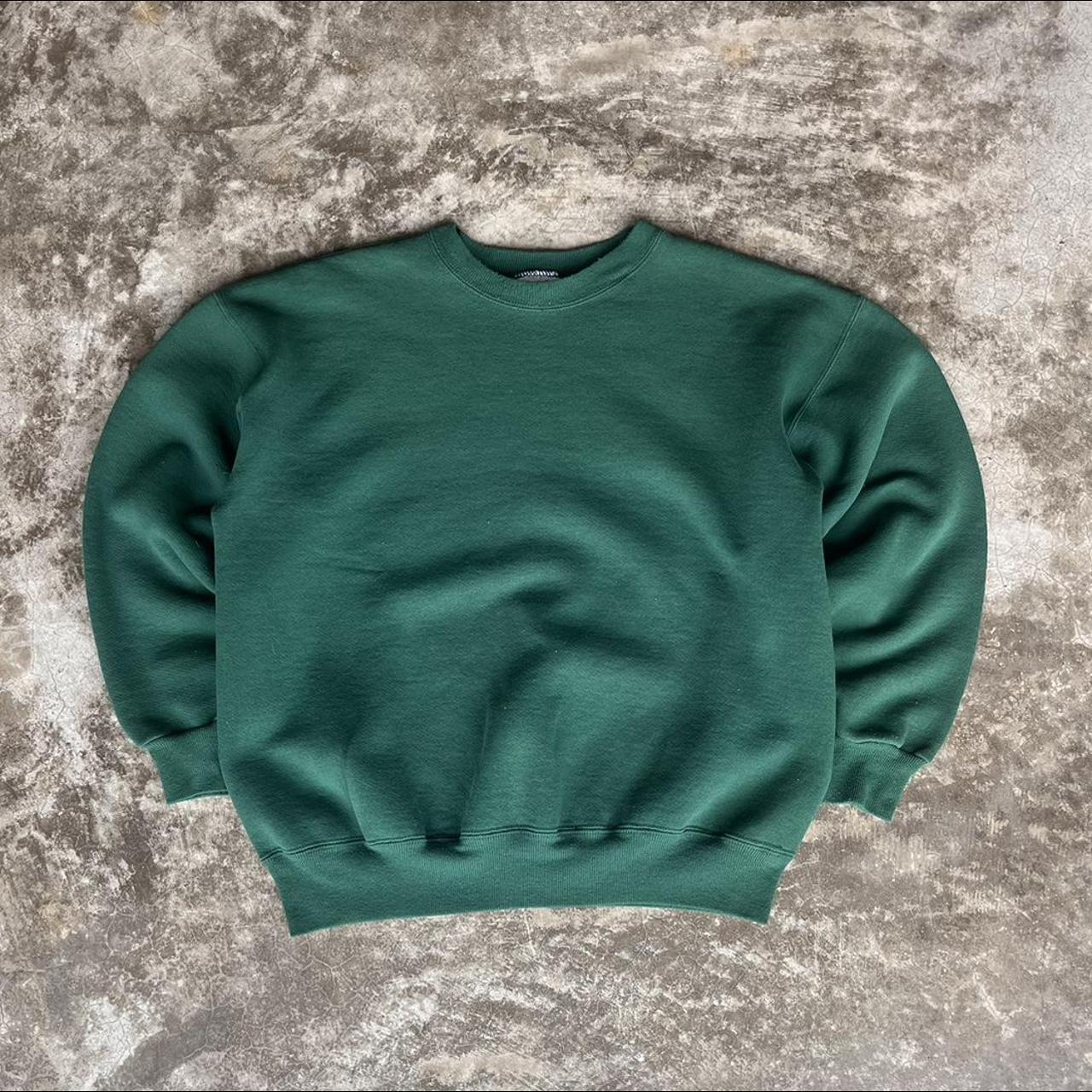 Vintage 90s Hanes Forest Green Crewneck... - Depop