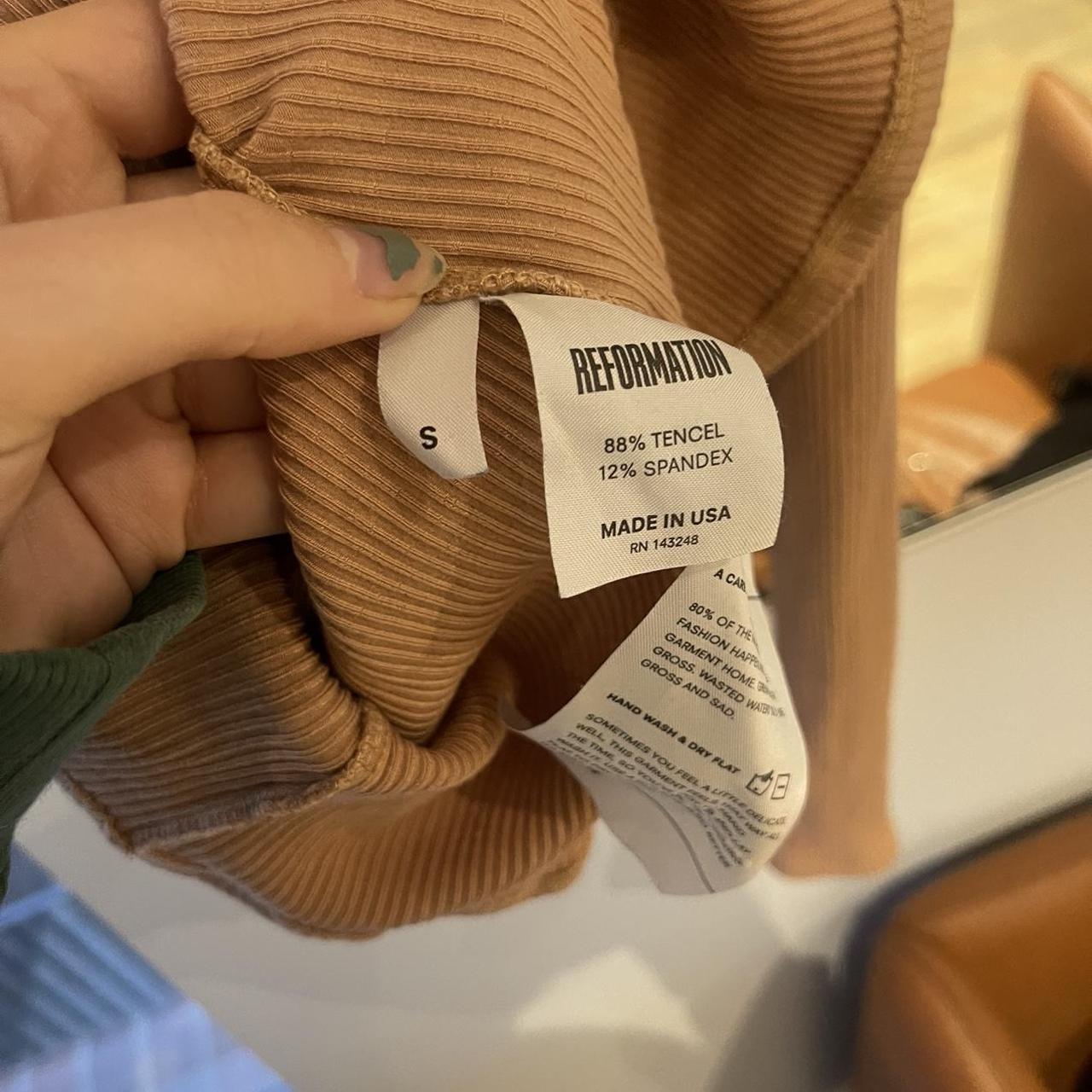 Reformation Women's Tan Poloshirts Depop