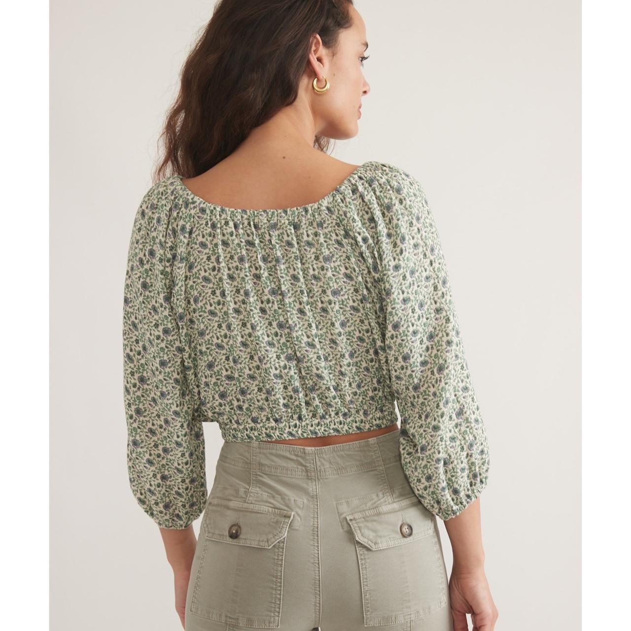 Marine Layer Women's Blouse - Green/Cream - S – M… - image 8