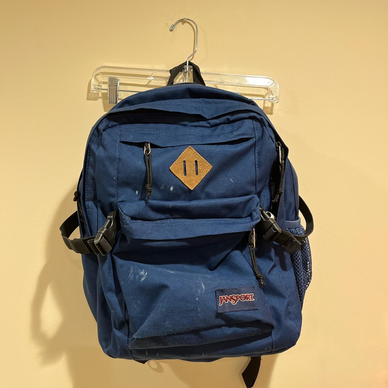 Navy Blue Jansport Backpack Has some flaws, but was... - Depop