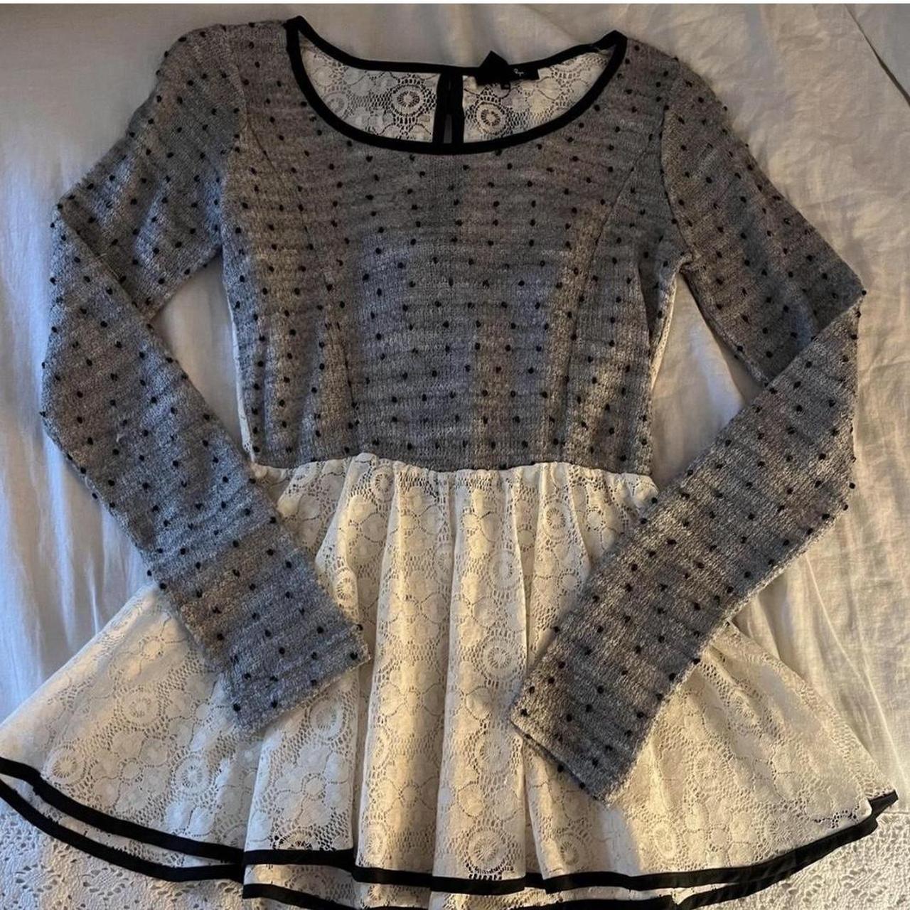 Lovely Lace Babydoll Polka Dot Dress Cute ivory and... - Depop