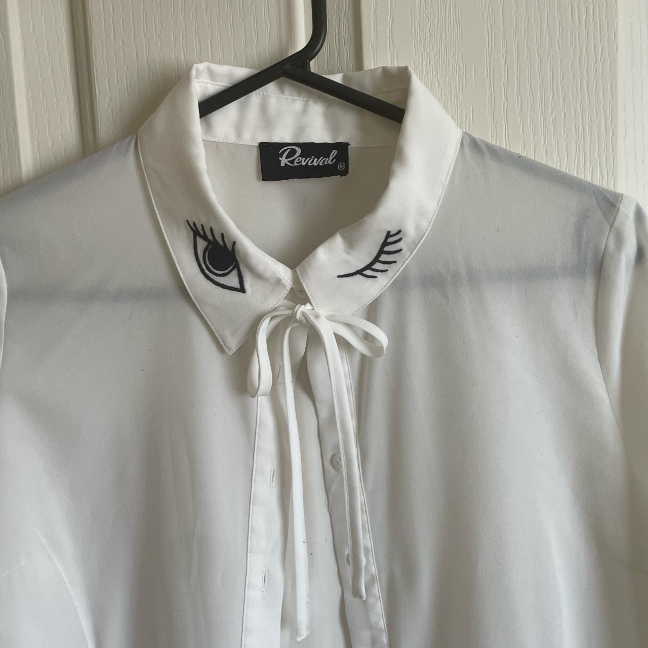 Dangerfield Women's White and Black Blouse | Depop