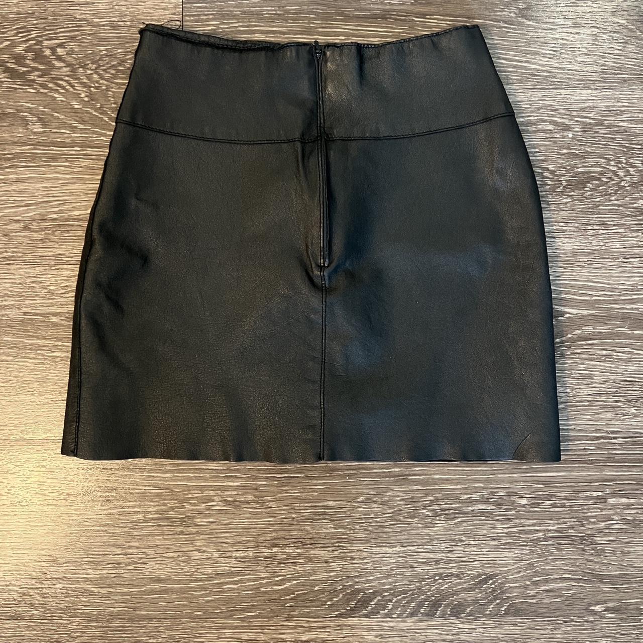 leather skirt, got it thrifting never worn it... - Depop