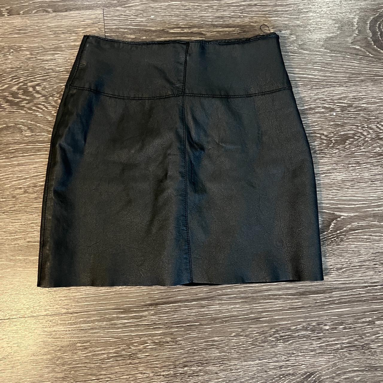 leather skirt, got it thrifting never worn it... - Depop