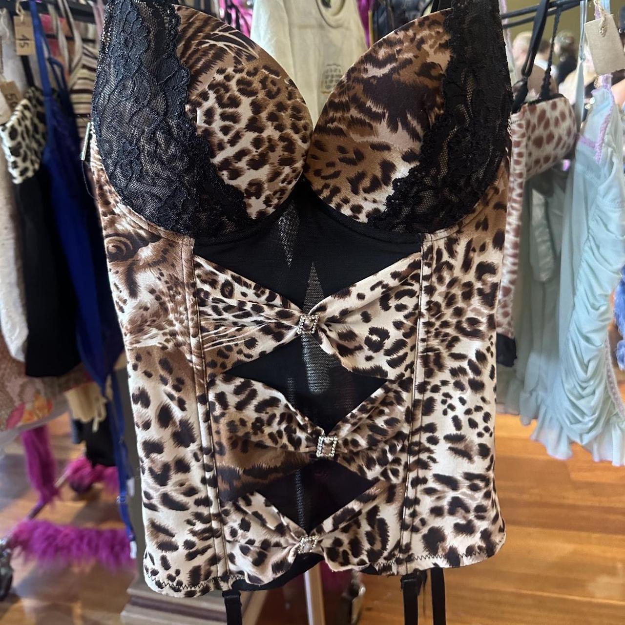 Sexy Y2K Leopard diamonte bustier/corset🤍 super... - Depop