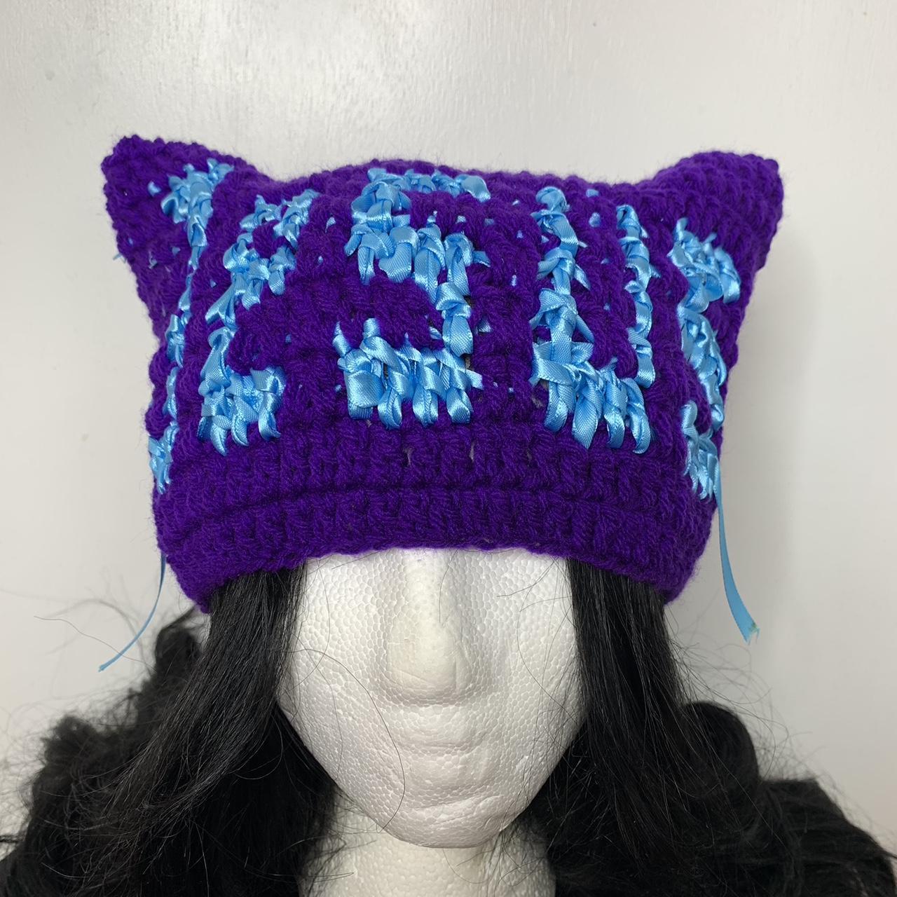 Crochet blueberry beanie with leaves Stretchy, cute, - Depop