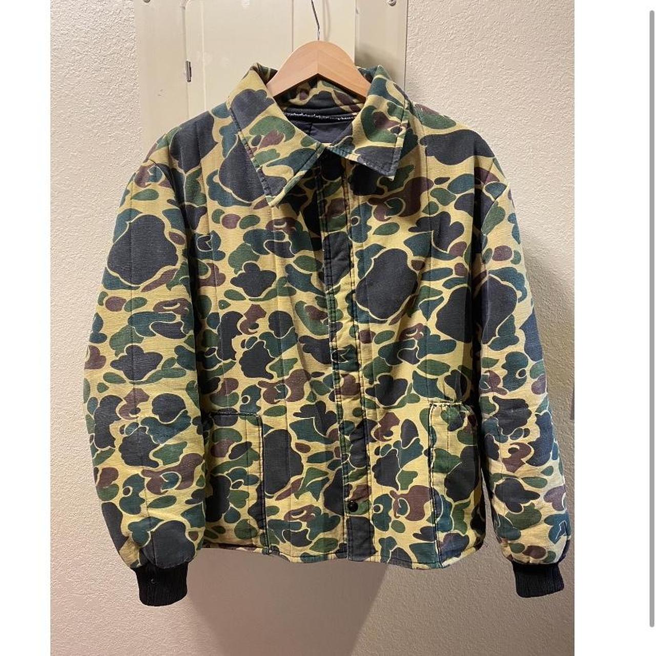 70s Camo Hunting Jacket ratchet stitching on left... - Depop