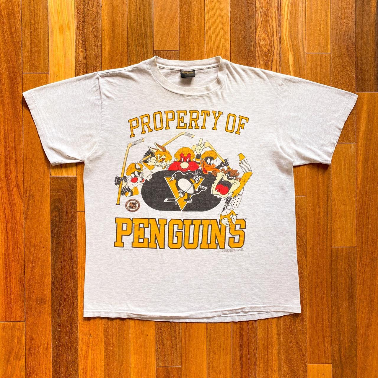 Retro Pittsburgh Penguins Old Time Hockey NHL Cotton T-Shirt Men's Large  Shirt