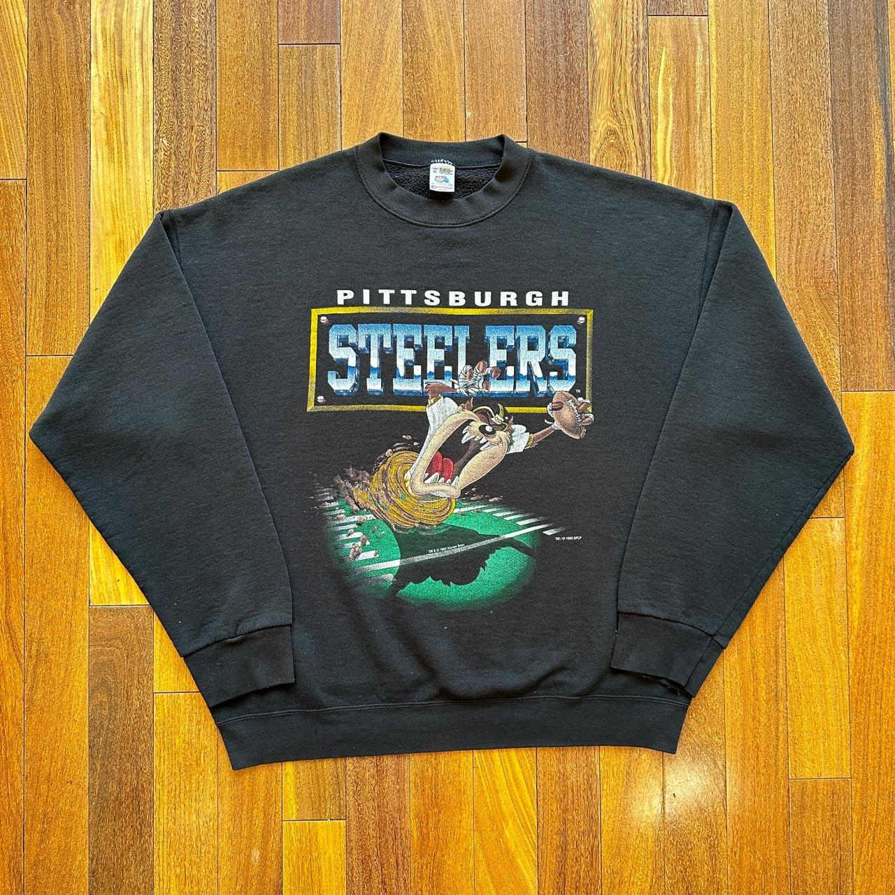 Vintage Pittsburgh Steelers sweatshirt in grey. From - Depop