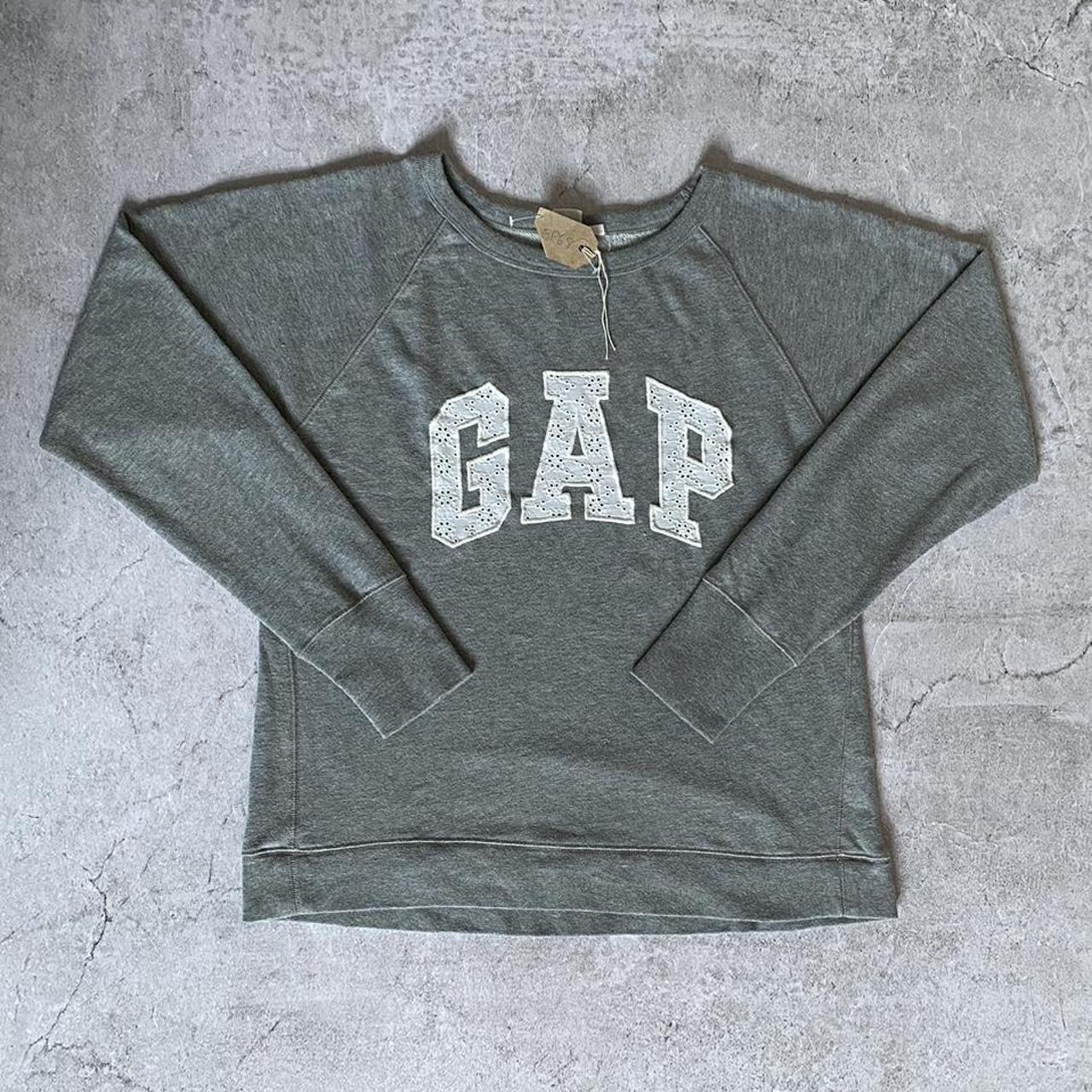 Grey Gap Spellout Sweatshirt Size on label:... - Depop