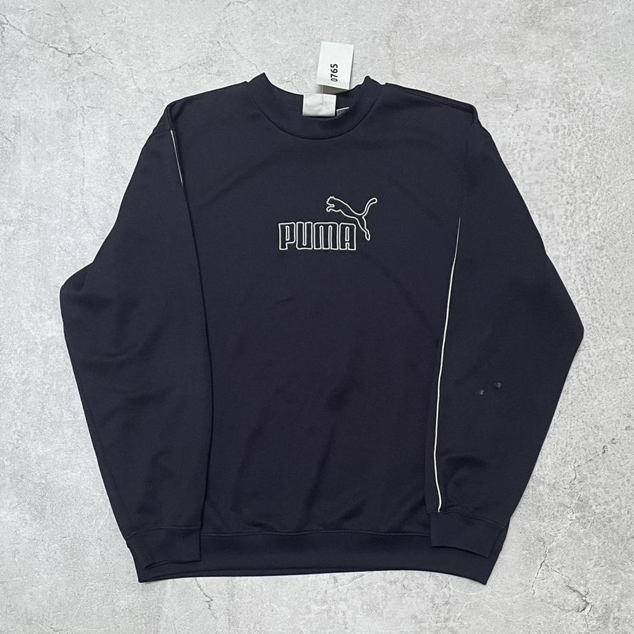 Puma Men's Navy and White Sweatshirt | Depop