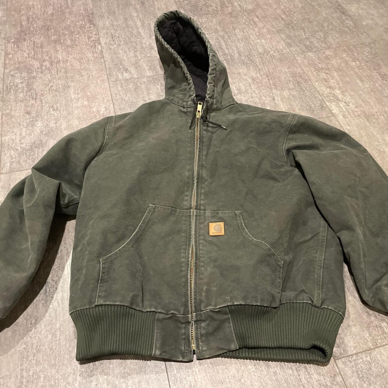 Vintage Carhartt J130 Moss Green Hooded Jacket Depop