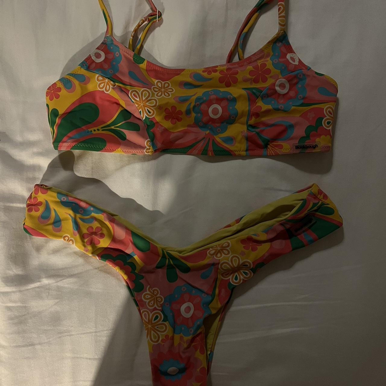 Women's Pink and Yellow Bikinis-and-tankini-sets | Depop