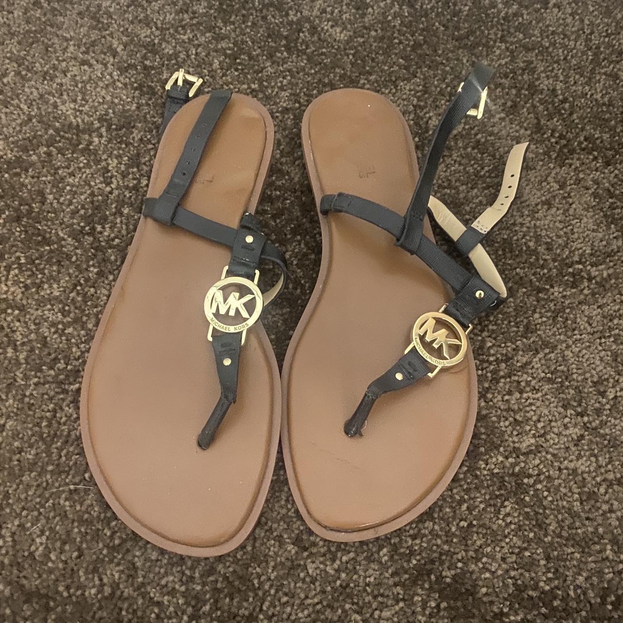 Michael Kors Black Sandals -worn once -size 8 - Depop