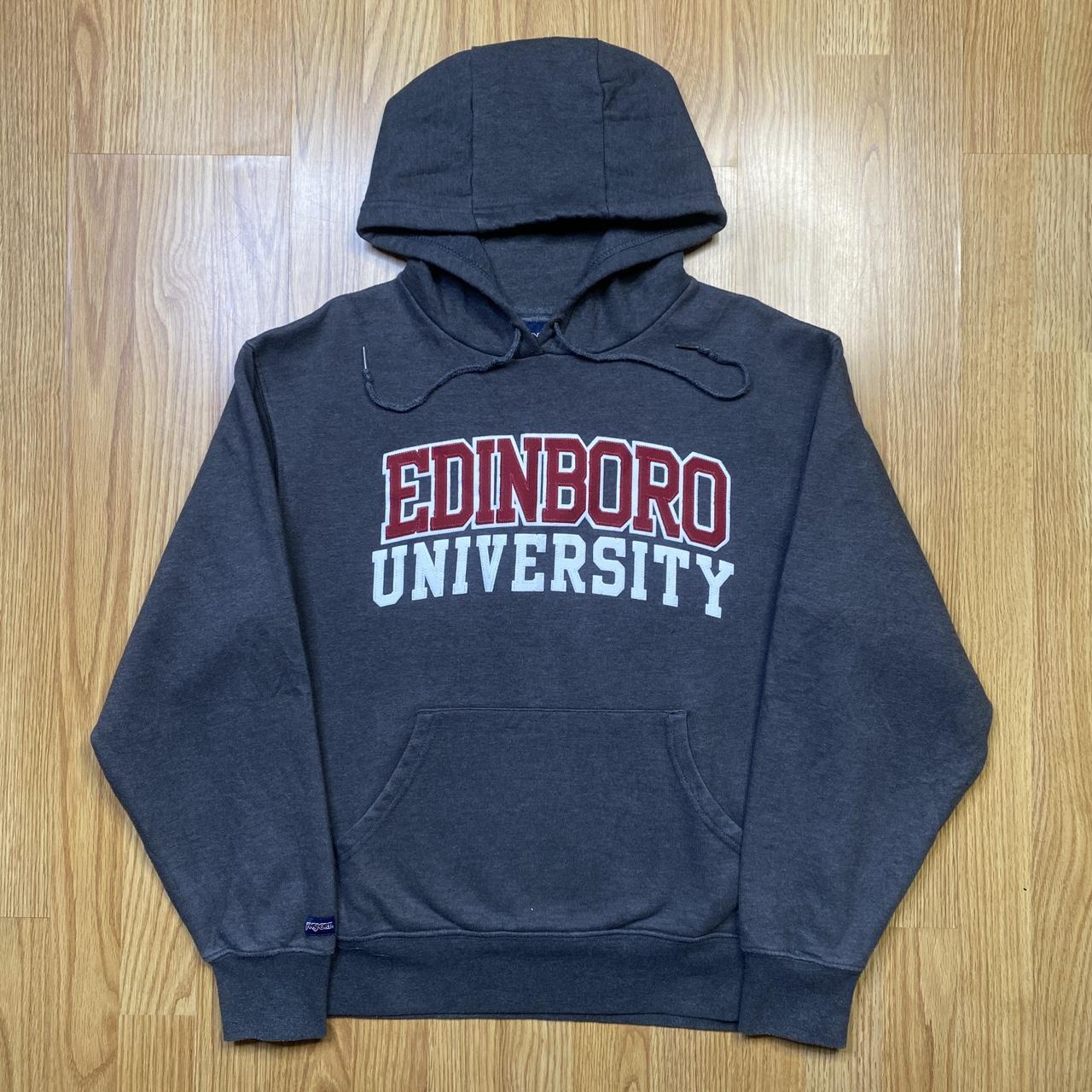 Jansport Men's Grey and Burgundy Hoodie Depop