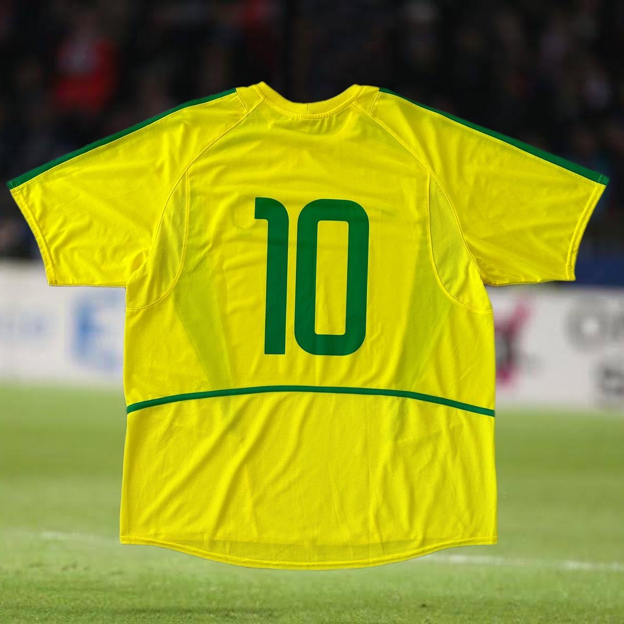 NWT Brazil 2002/04 Home Soccer Jersey #10 - Depop