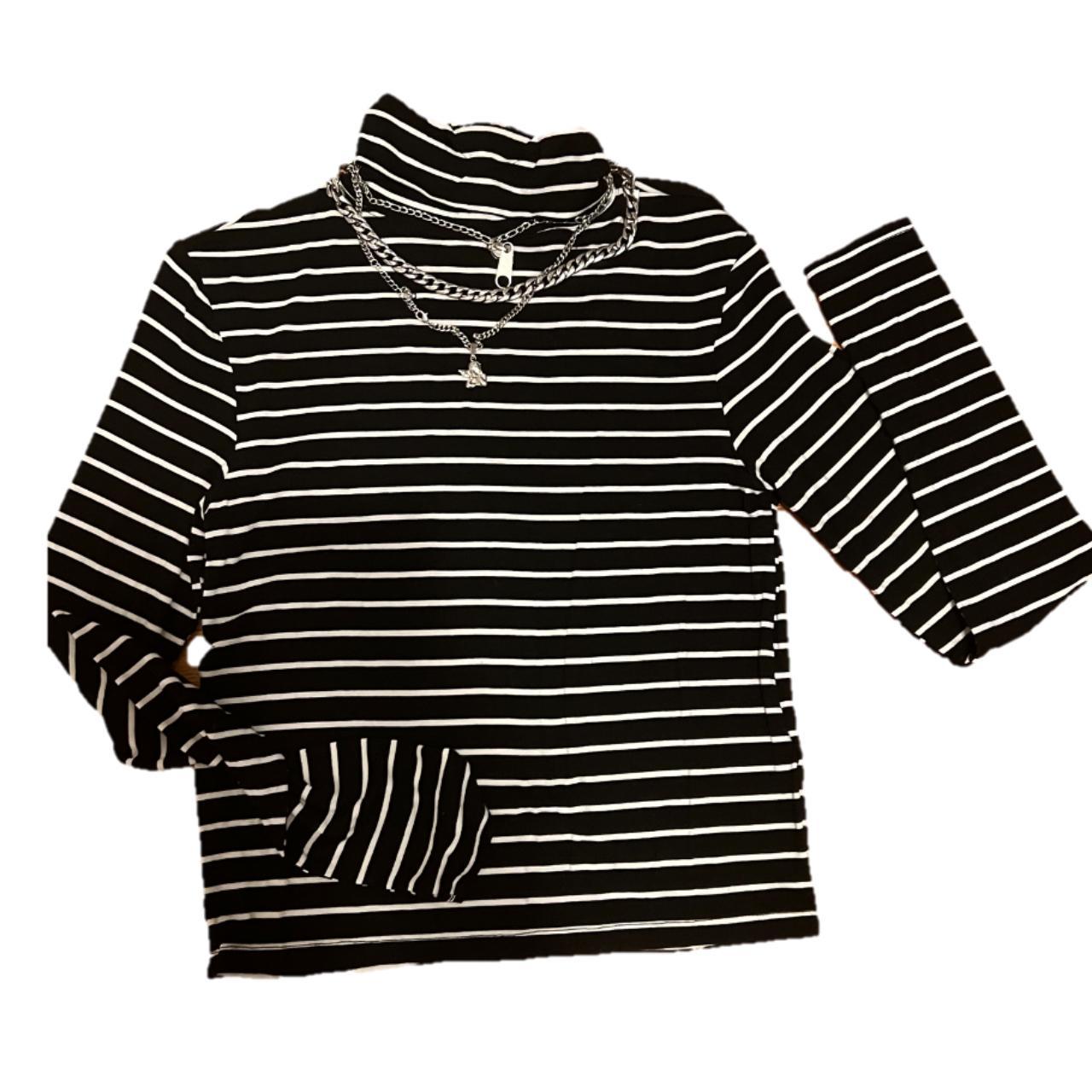 Black and White Stripped Goth/Emo Layered Turtle... - Depop