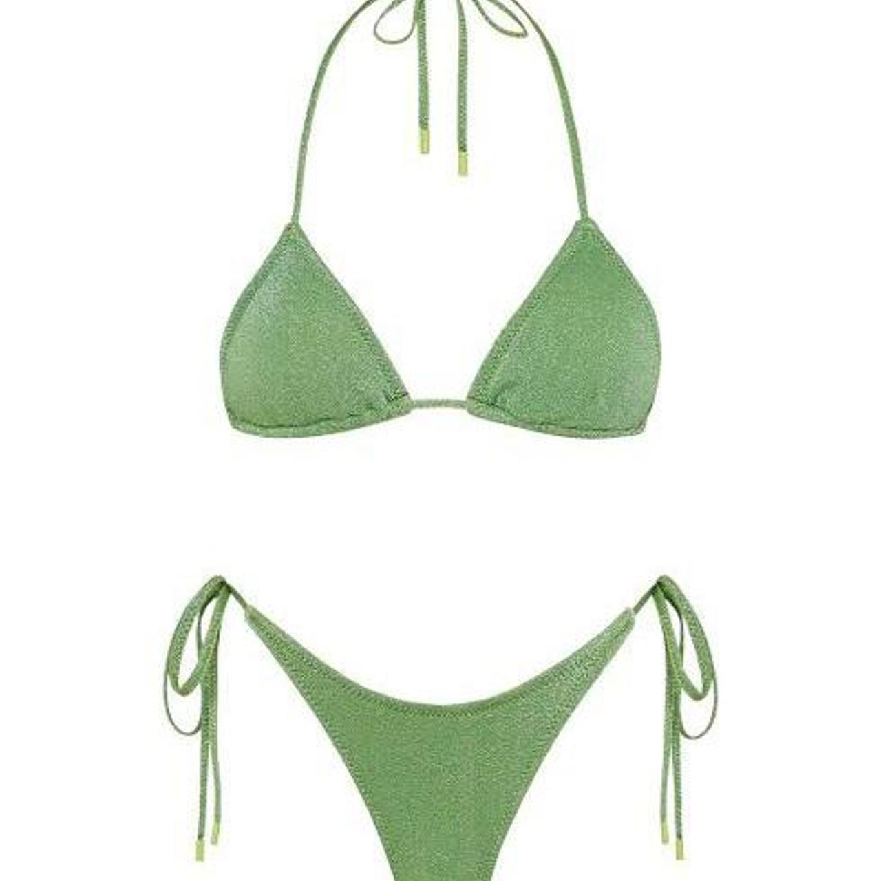 Triangl Green sparkle bikini Worn well but in great... - Depop