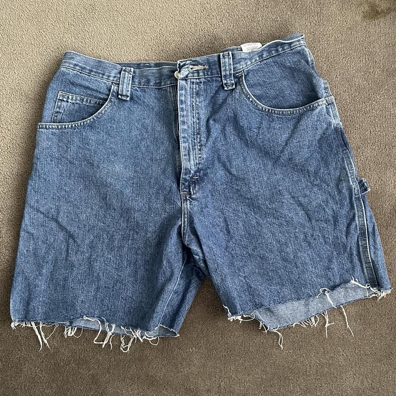 Wrangler Vintage Jorts Raw cut bottom Size 36, fits... - Depop