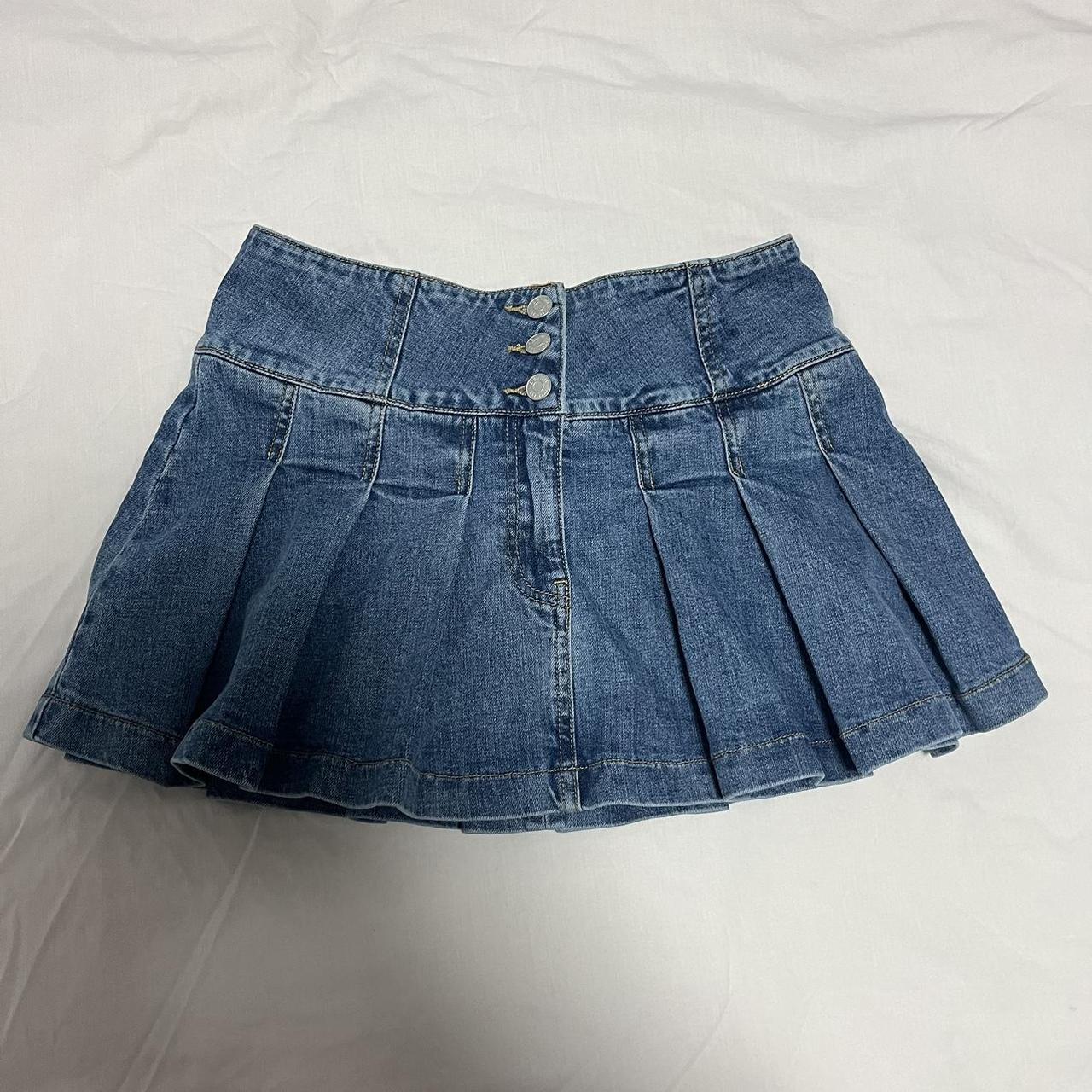 glassons denim pleated mini skirt 💌 instant buys... - Depop