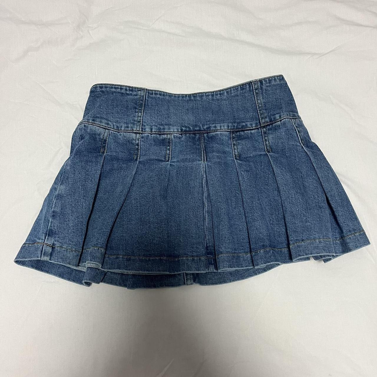 glassons denim pleated mini skirt 💌 instant buys... - Depop