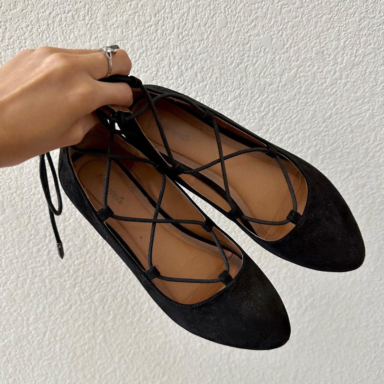 Black and sales tan ballet flats