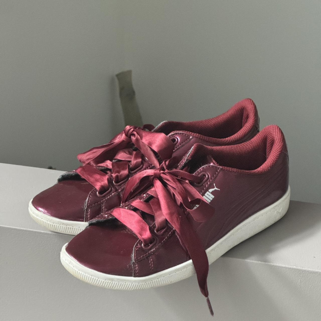 Burgundy Patent Leather Puma Sneakers Cute wine