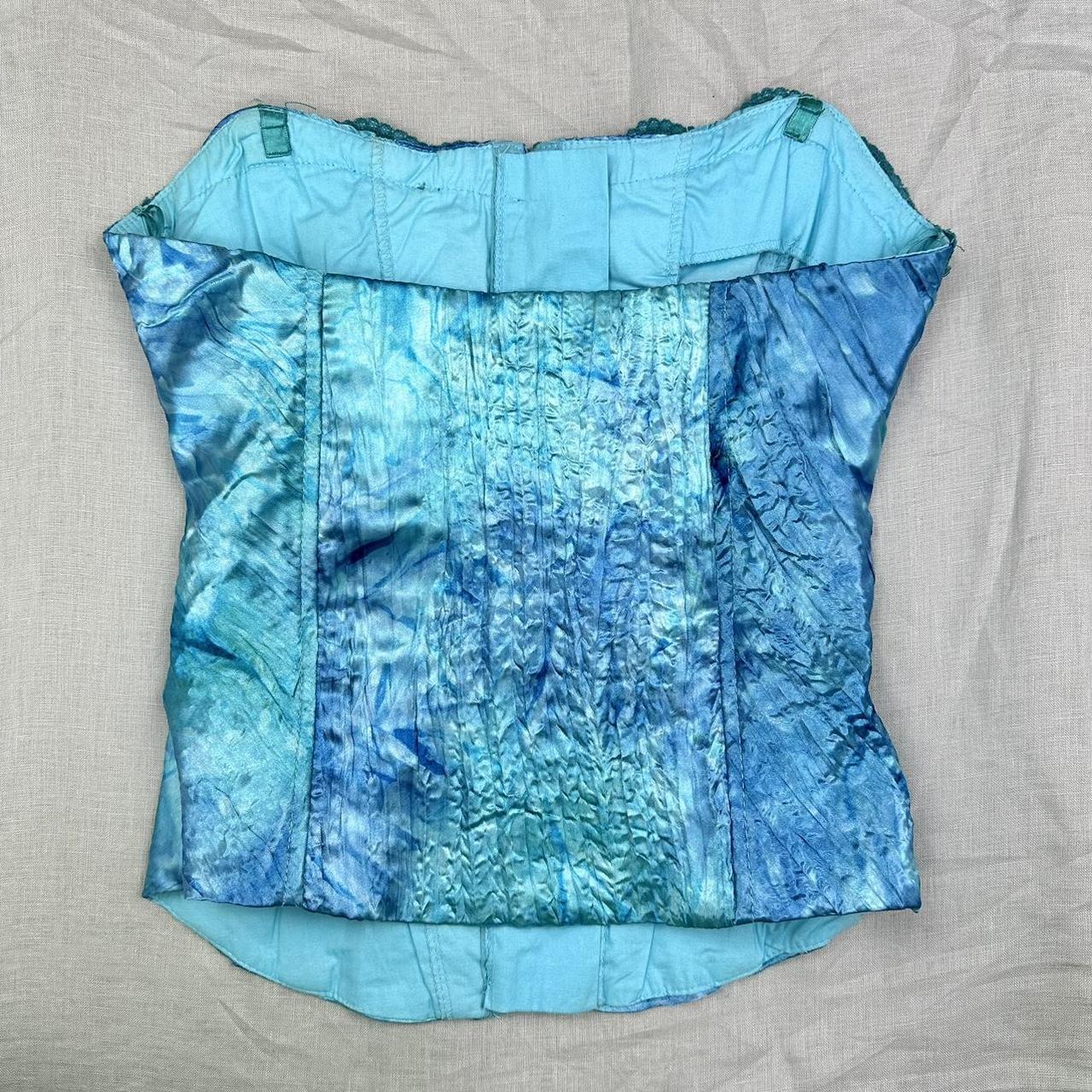 River Island Womens Blue And Green Corset Depop 