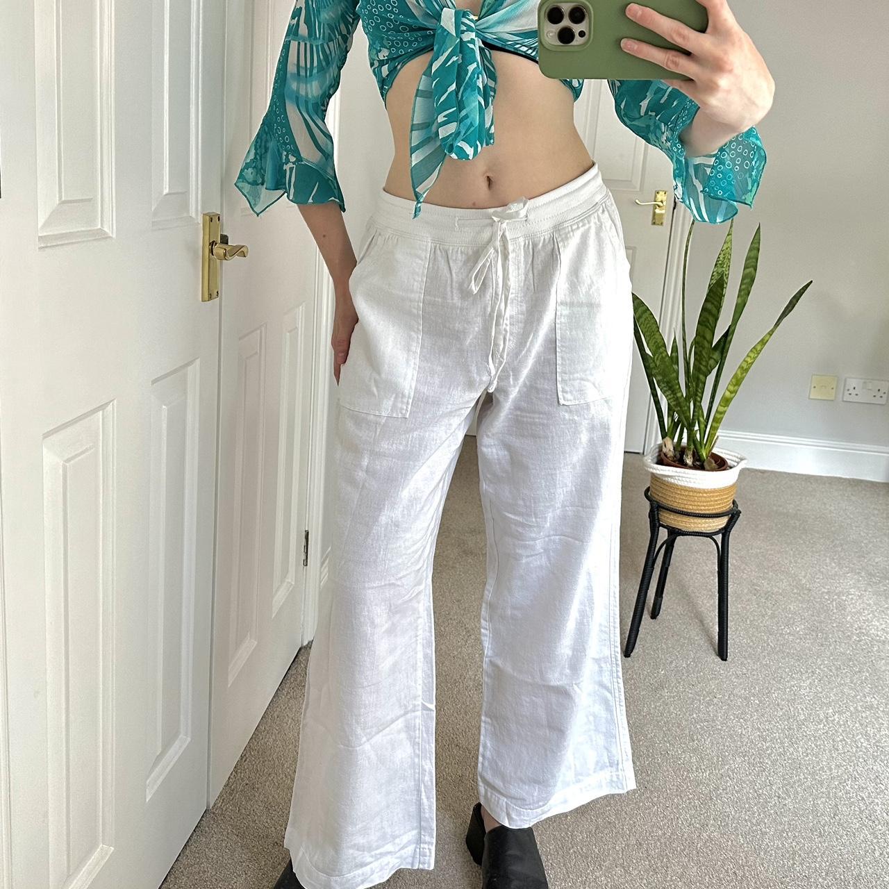 Marks & Spencer Women's White Trousers Depop
