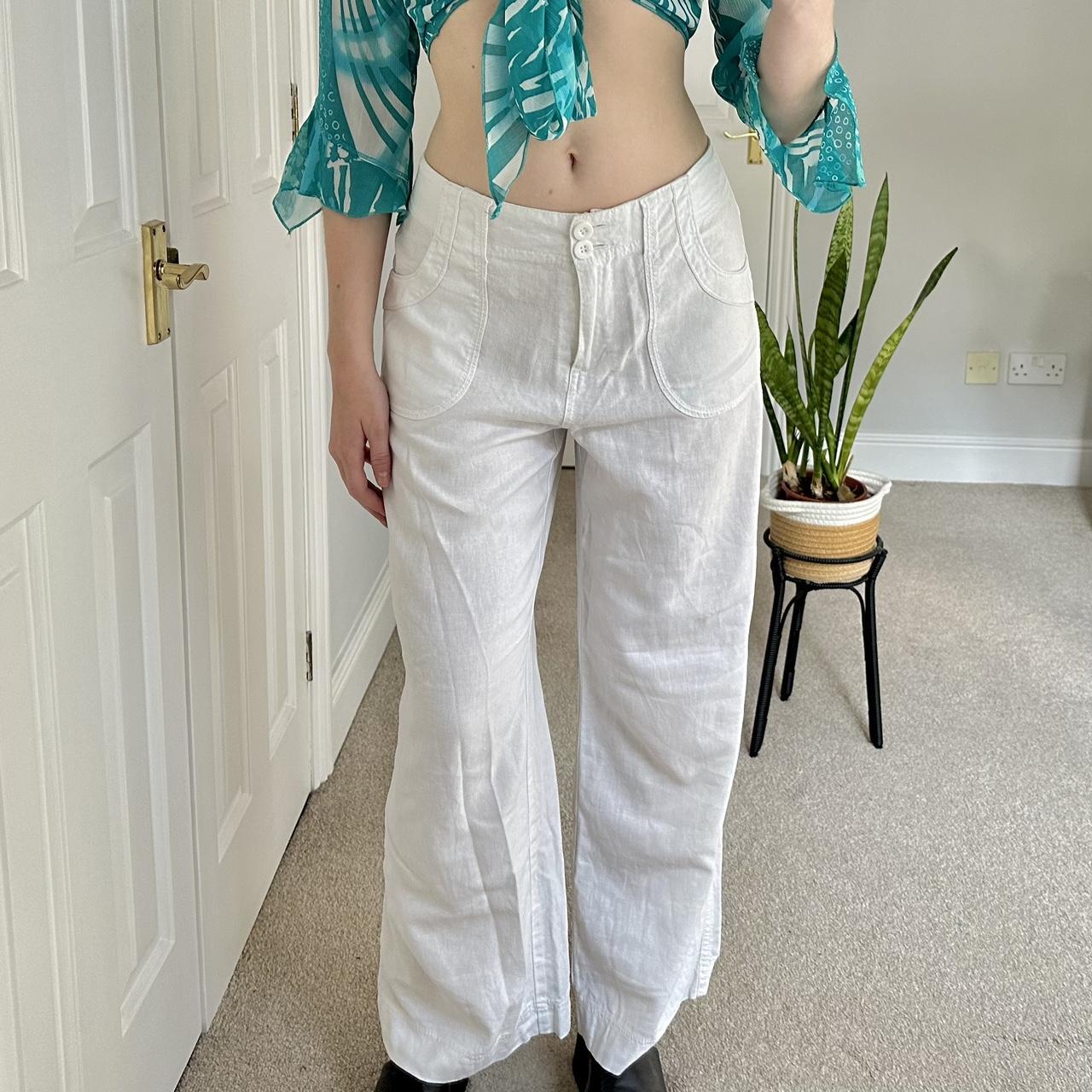 Marks & Spencer Women's White Trousers Depop