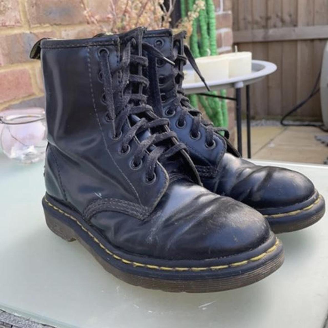 Dr marten 6 hole 1460 black boots size 4 - Depop