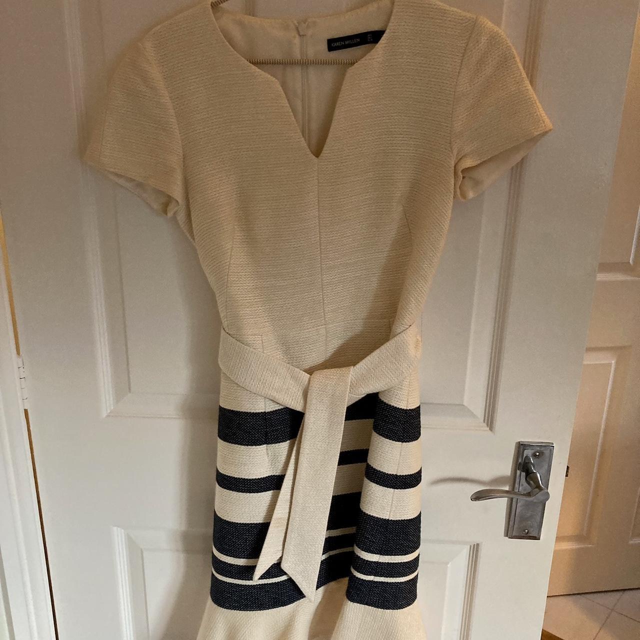 Karen Millen, cream & navy size 8 dress. Fully... Depop