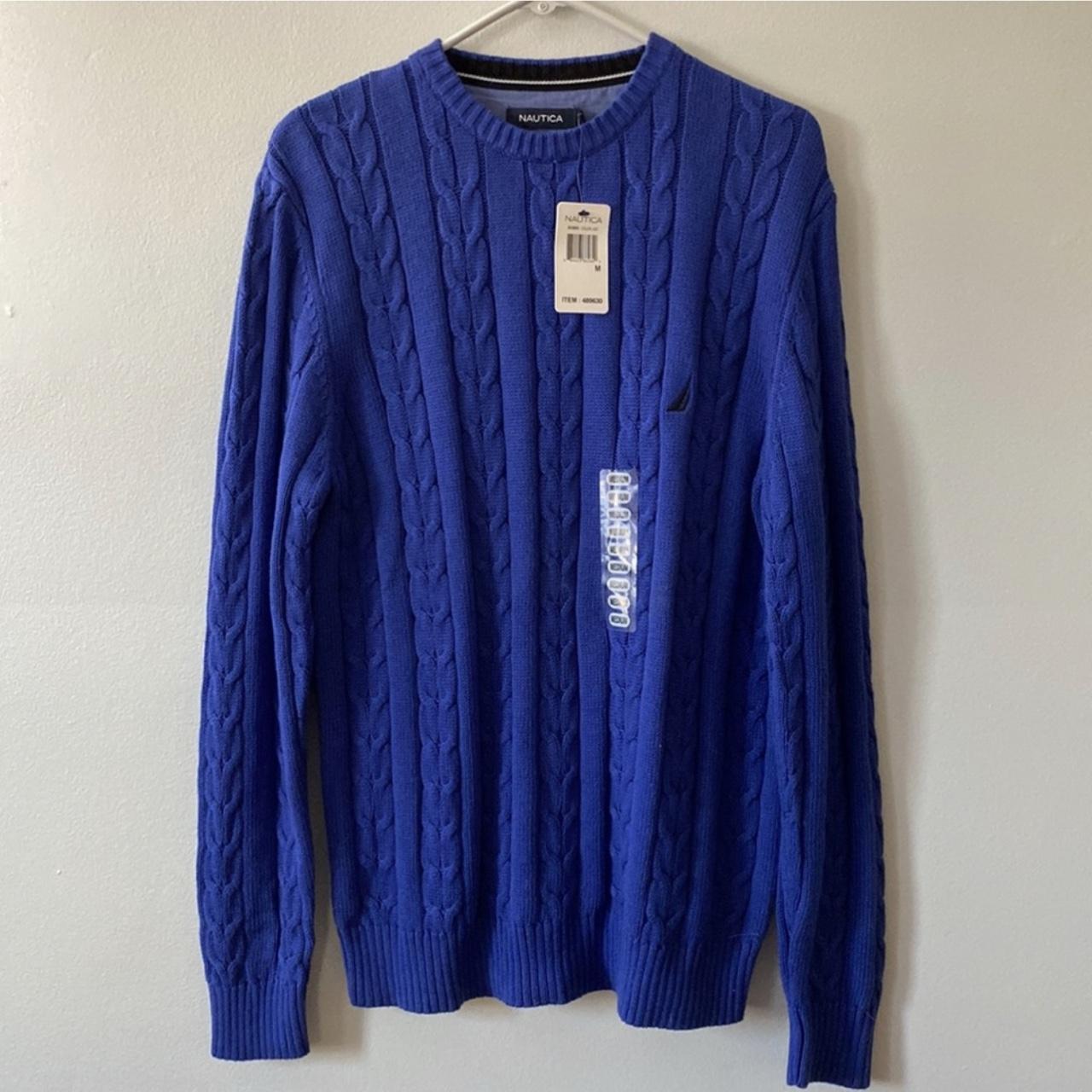 NWT Mens Blue Nautica cable knit Sweater #y2k... - Depop
