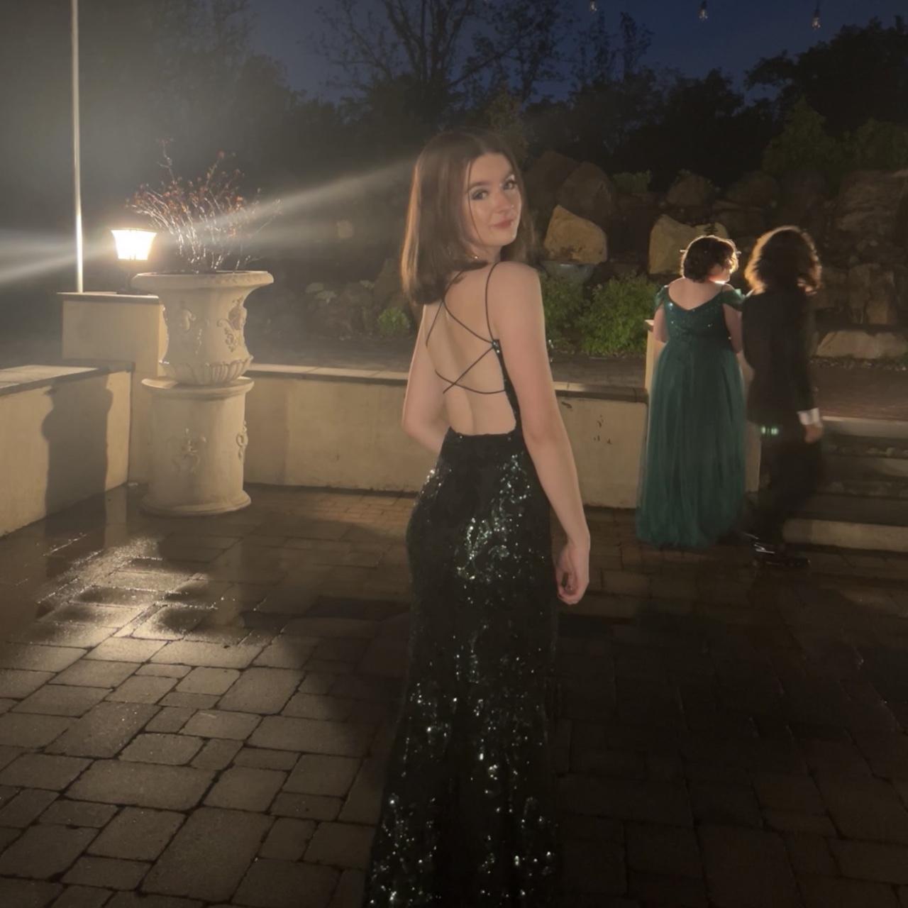 Windsor Black and green sequin backless