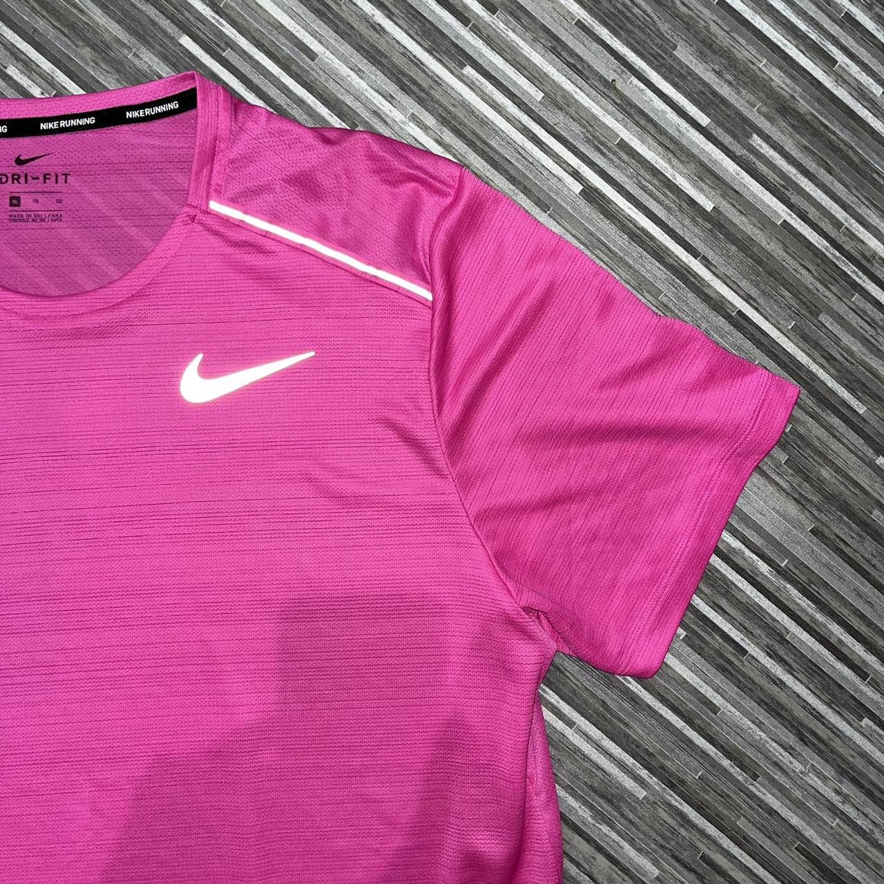 Nike Running Miler 1.0 DriFit T-Shirt in Hyper Pink... - Depop