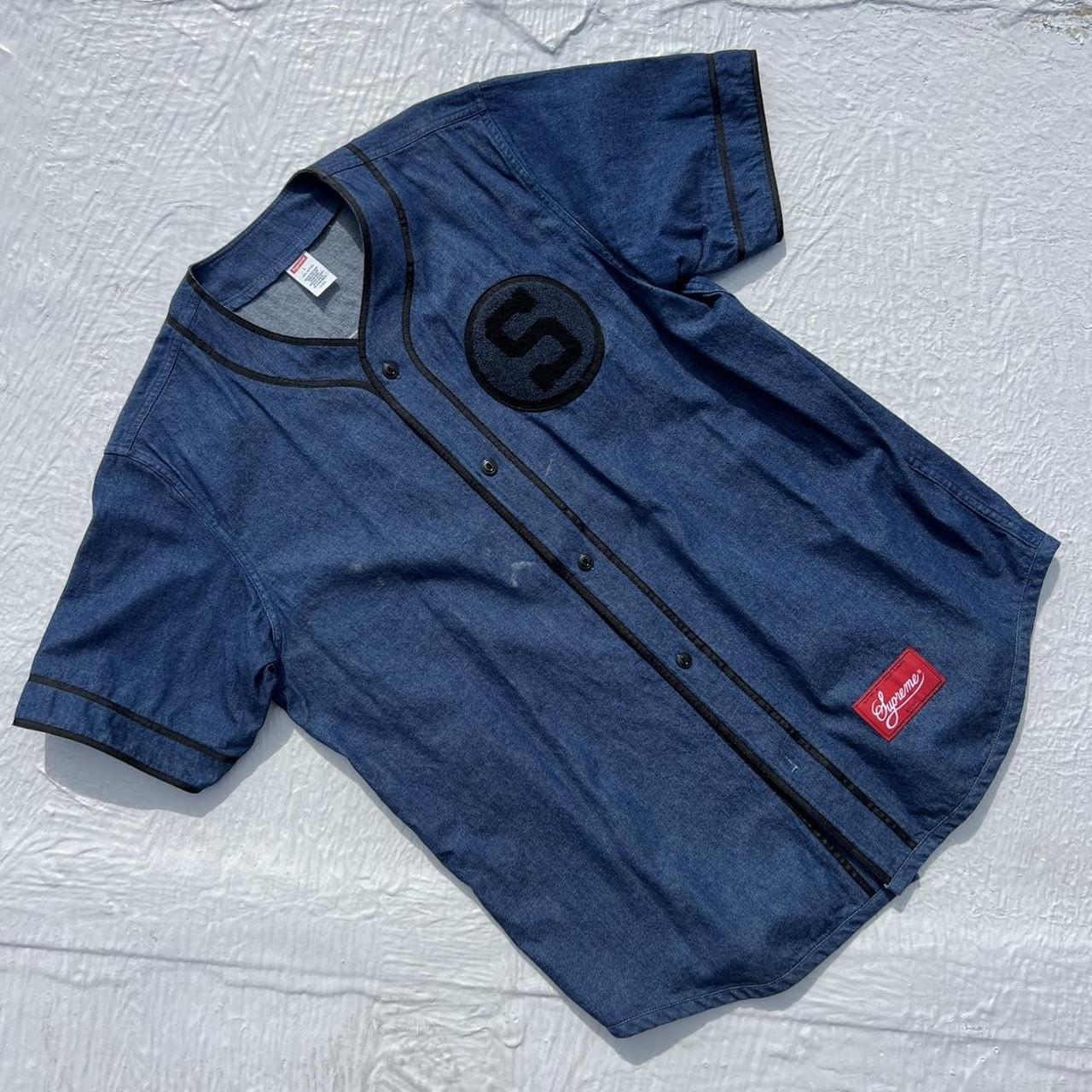 Supreme denim baseball shirt 2013 szL Barely worn.... - Depop