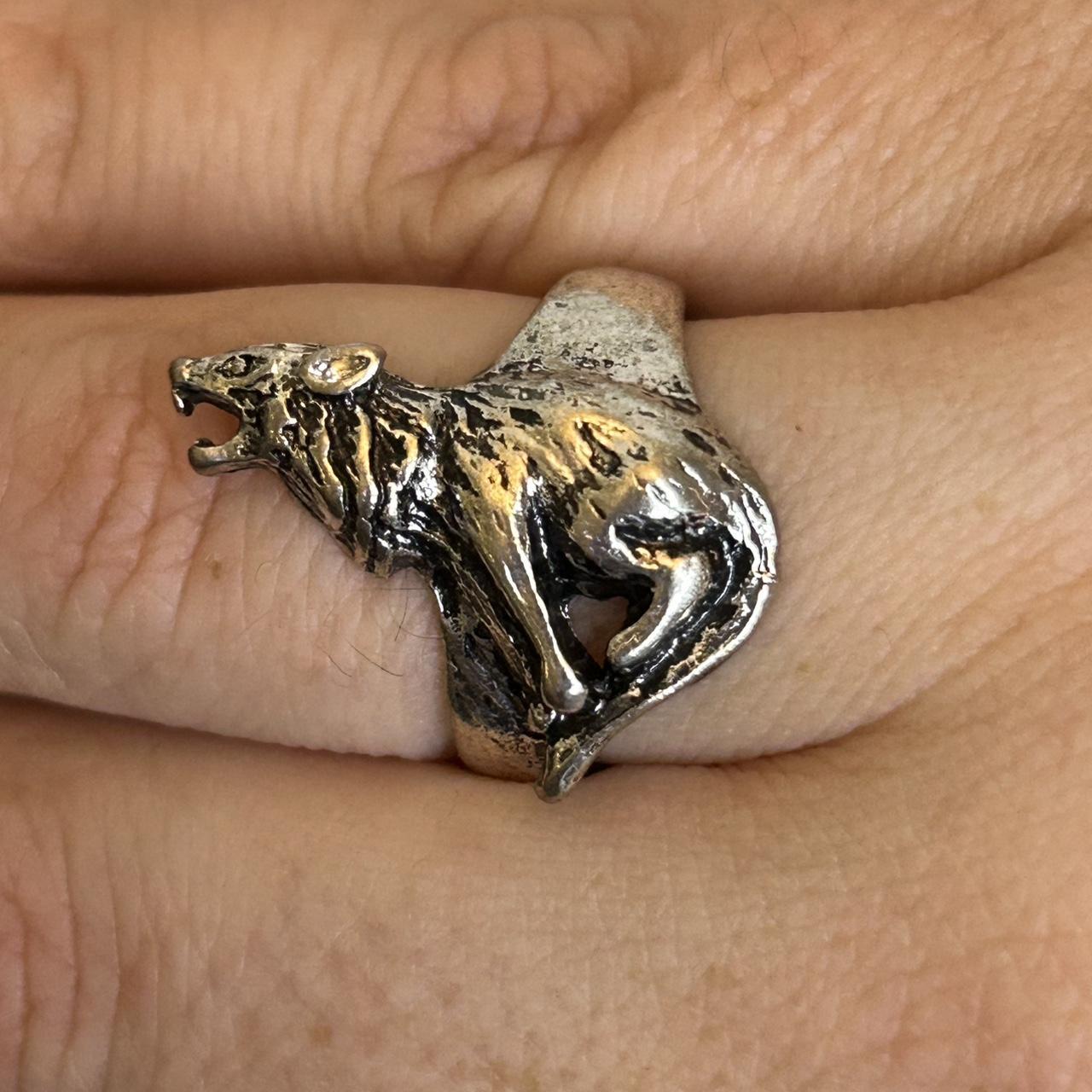 Women's Ring - Silver – Wolf Statement Ring – Siz… - image 1