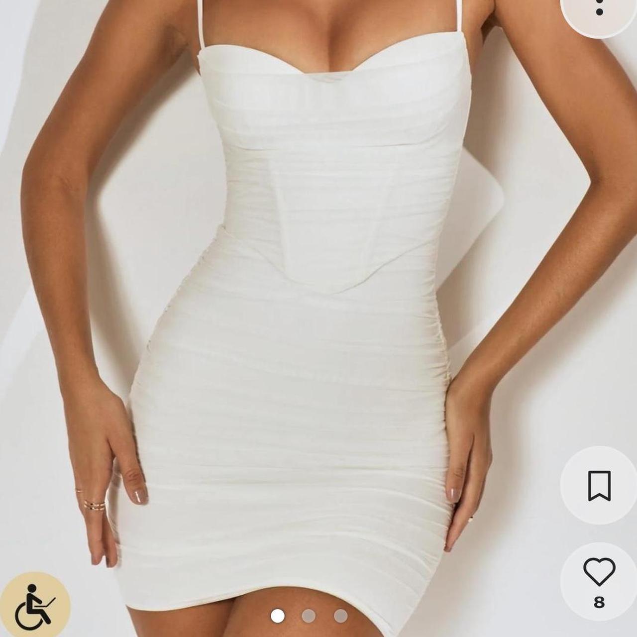 Ruched Corset Mini Dress in Ivory