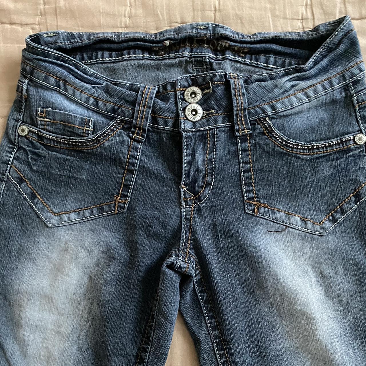 2000s fade wash embroidery flare jeans Wallflower Depop