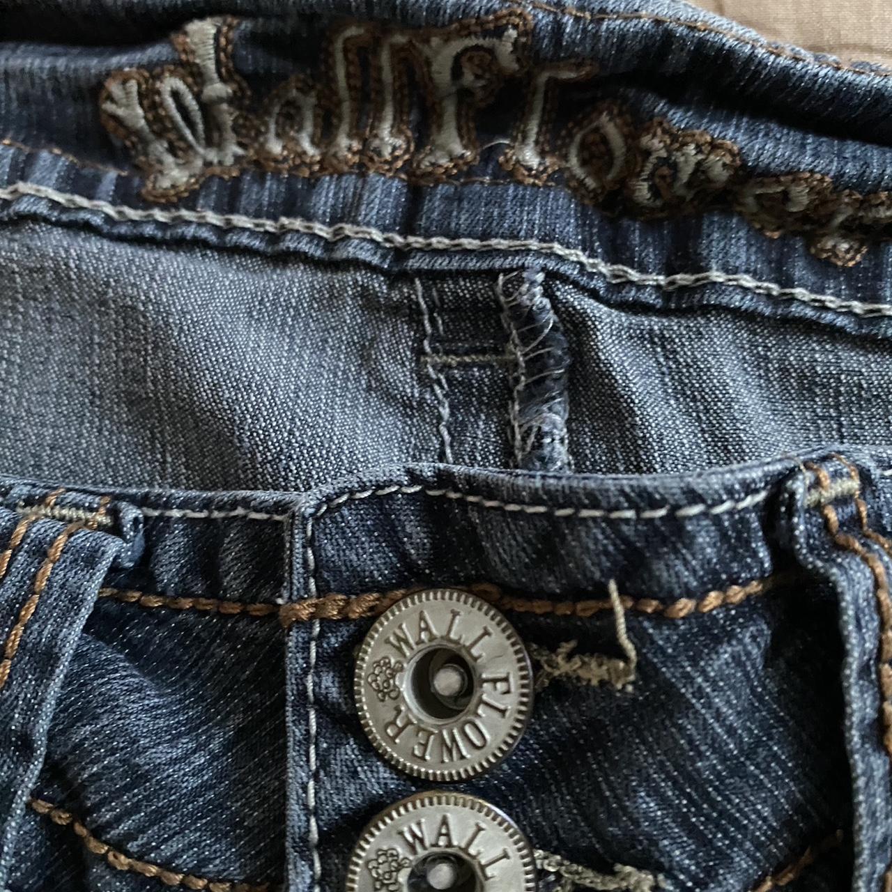 2000s fade wash embroidery flare jeans Wallflower Depop