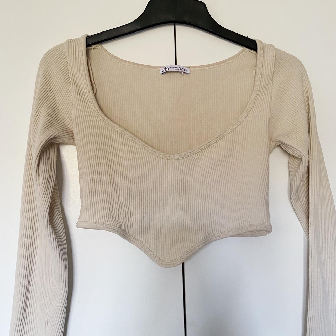 Zara Women's Cream Croptop Depop