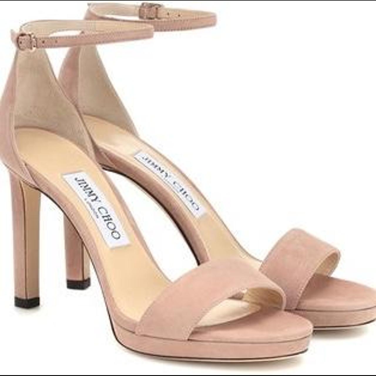 靴 JIMMY CHOO MISTY Ballet pink Jimmy Choo - Misty Ballet Pink Suede Platform Sandal, 100mm