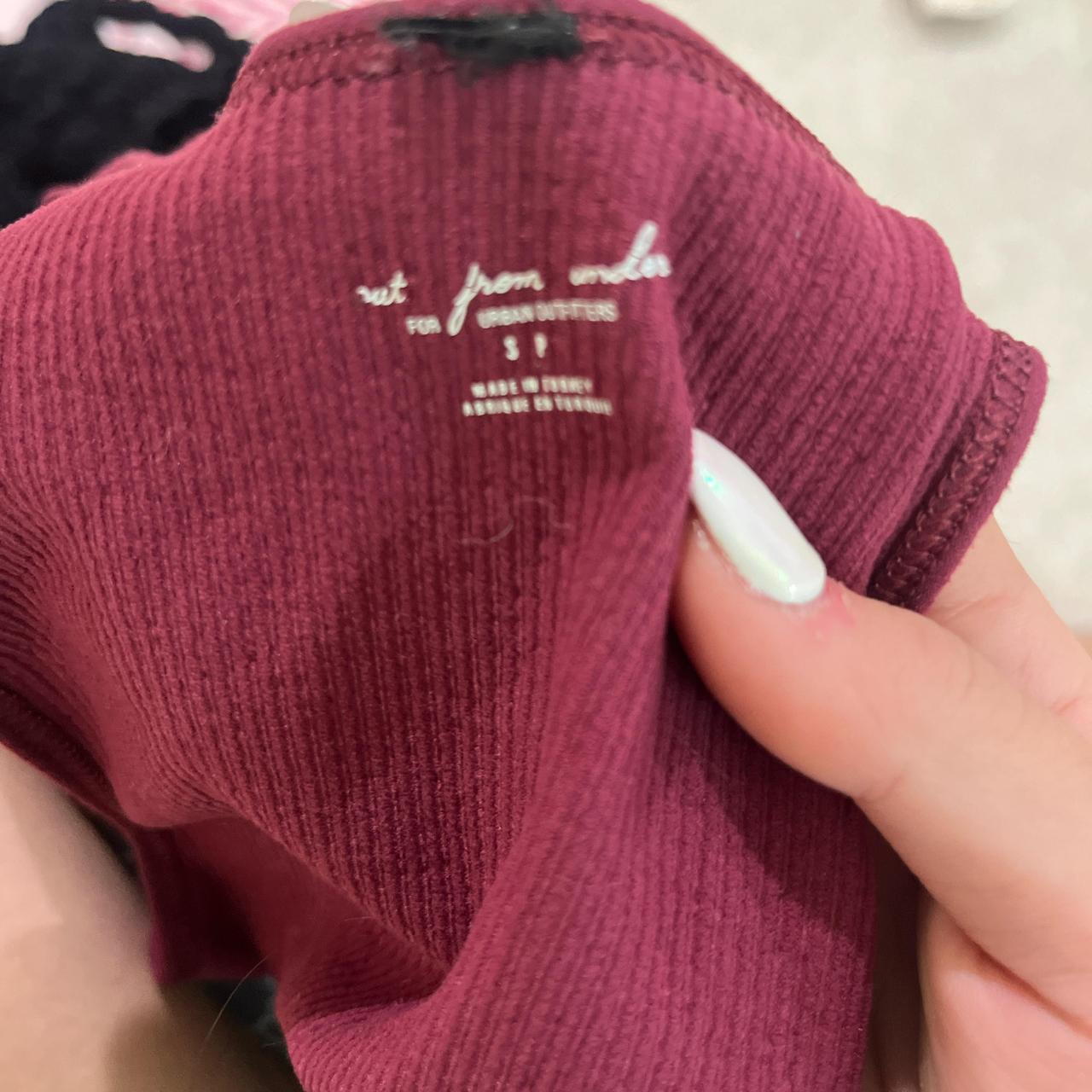 Burgundy crop top UO with a deep V neckline,... - Depop