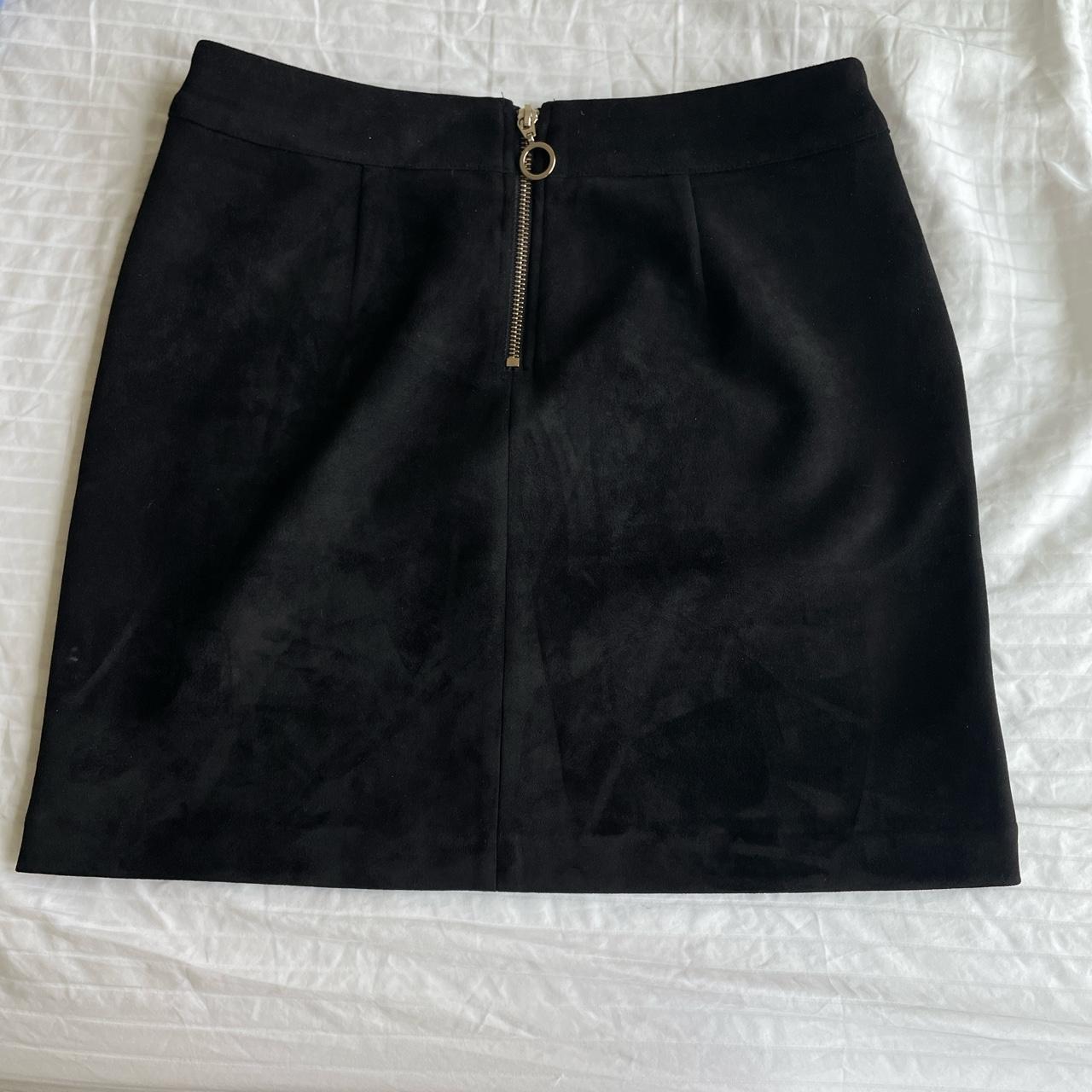 Black mini faux suede skirt Used in good condition... - Depop