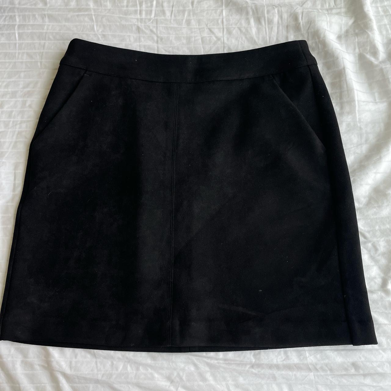 Black mini faux suede skirt Used in good condition... - Depop