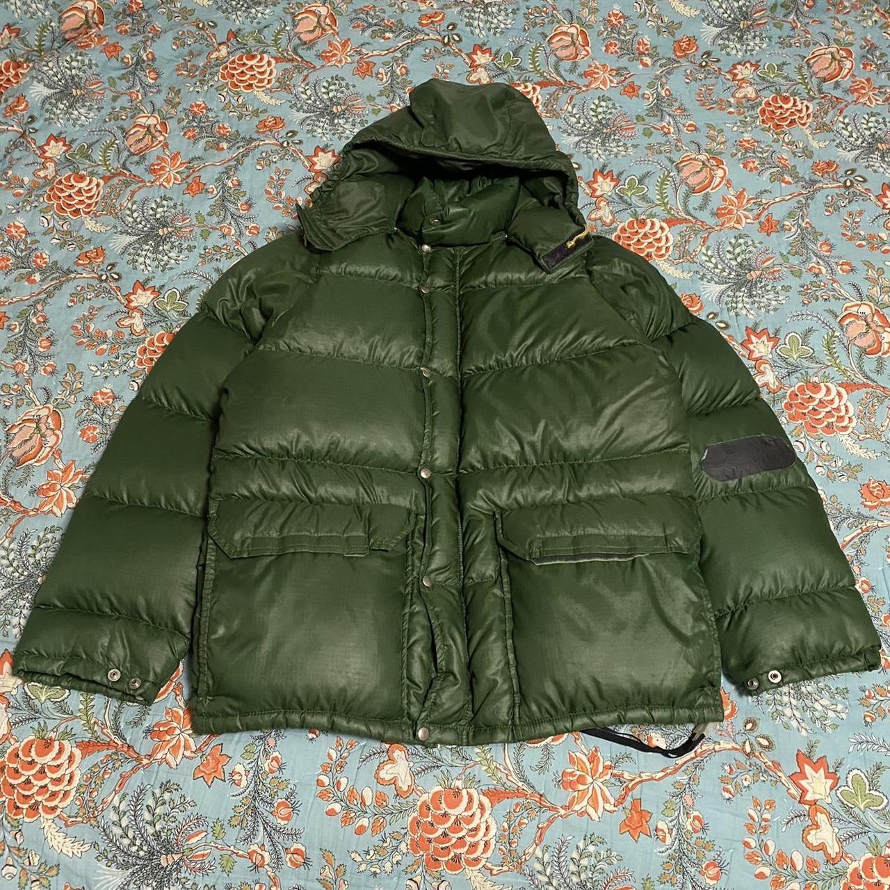 Vintage The North Face Green Puffer jacket brown tag... - Depop