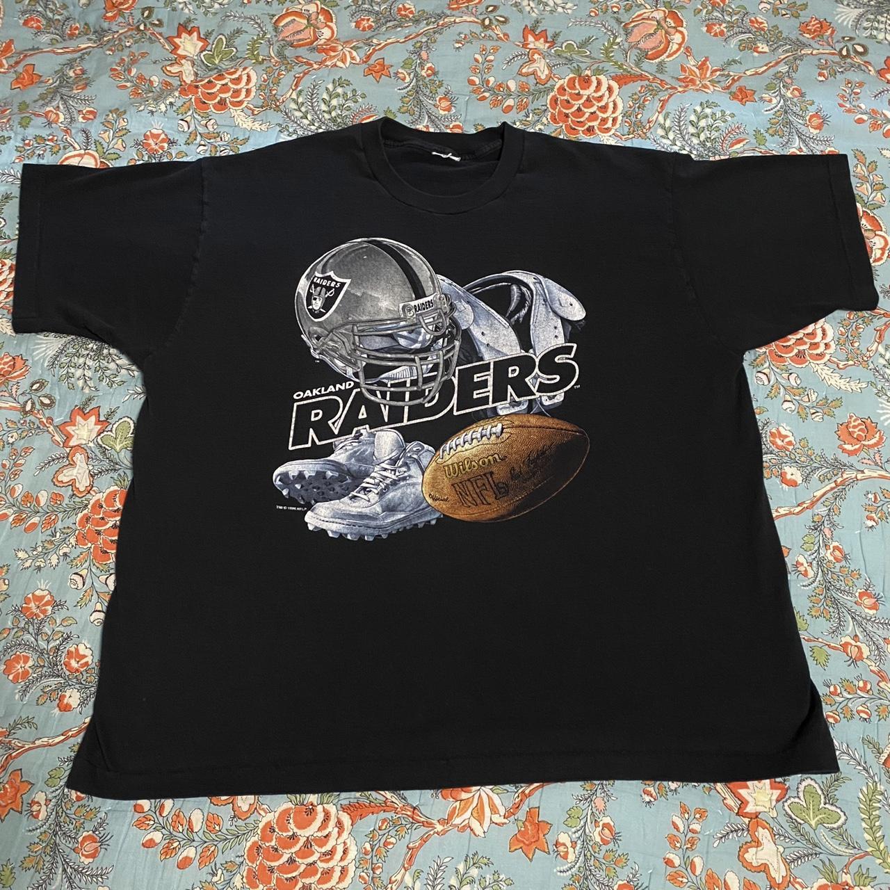 VTG Oakland Raiders Shirt All Over Print NFL football 90s Single Stitch T  Los