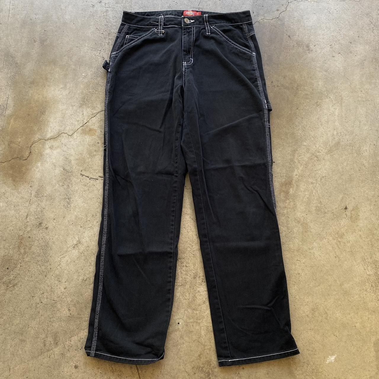 Dickies black carpenter pants with white contrast hot sale stitching