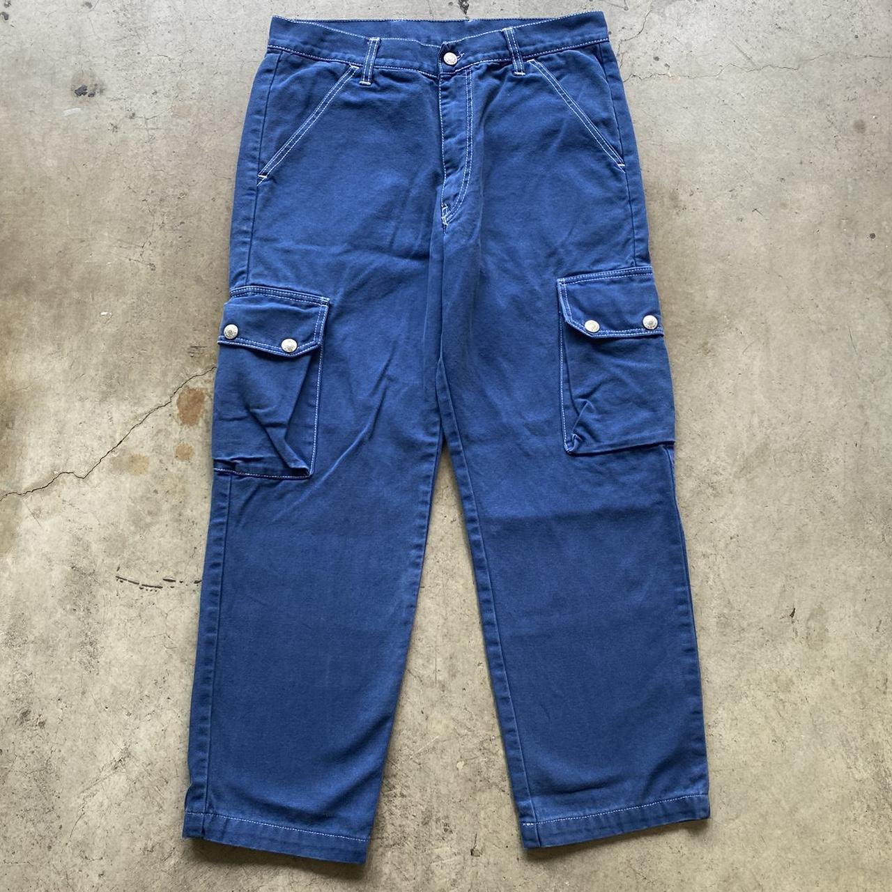 Emanuel Jeans made in Italy cargo pants blue denim... - Depop